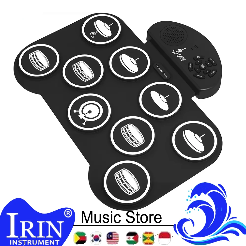 SLADE Roll‑Up Electronic Drum Set Electronic Drum Set Hand-rolled Drum 9‑Pad 5 Drum 4 Cymbal Set Gifts with Drumsticks Pedals
