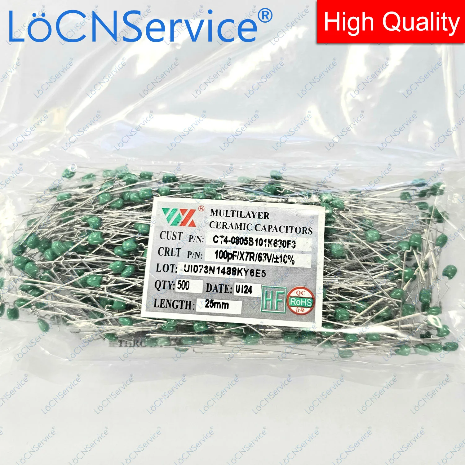 LoCNService 500PCS Green Monolithic Ceramic Capacitor 63V 15NF 22NF 33NF 47NF 68NF 100NF 153 223 333 473 683 104 5.08mm K 10%