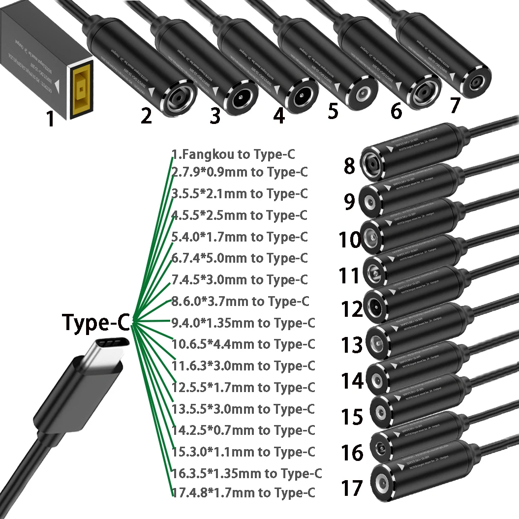 PD DC to USB C Type-C 65W DC 5.5X2.5 7.4X5.0 4.5X3.0mm Connector To Type-C PD Converter Adapter for Fast Charging Cable Adapter