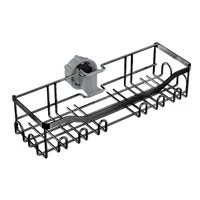 Bathroom Shelf Shampoo Tray Shower Storage Holder Pole Shelve Lifting Rod Rack Bathroom Wall Mounted Drain Basket Organizer