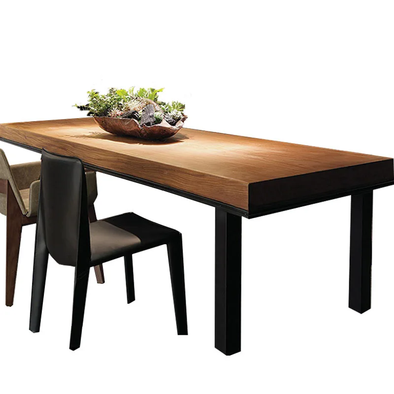 

Industrial style dining table Cafe Conference long table Simple modern solid wood workbench