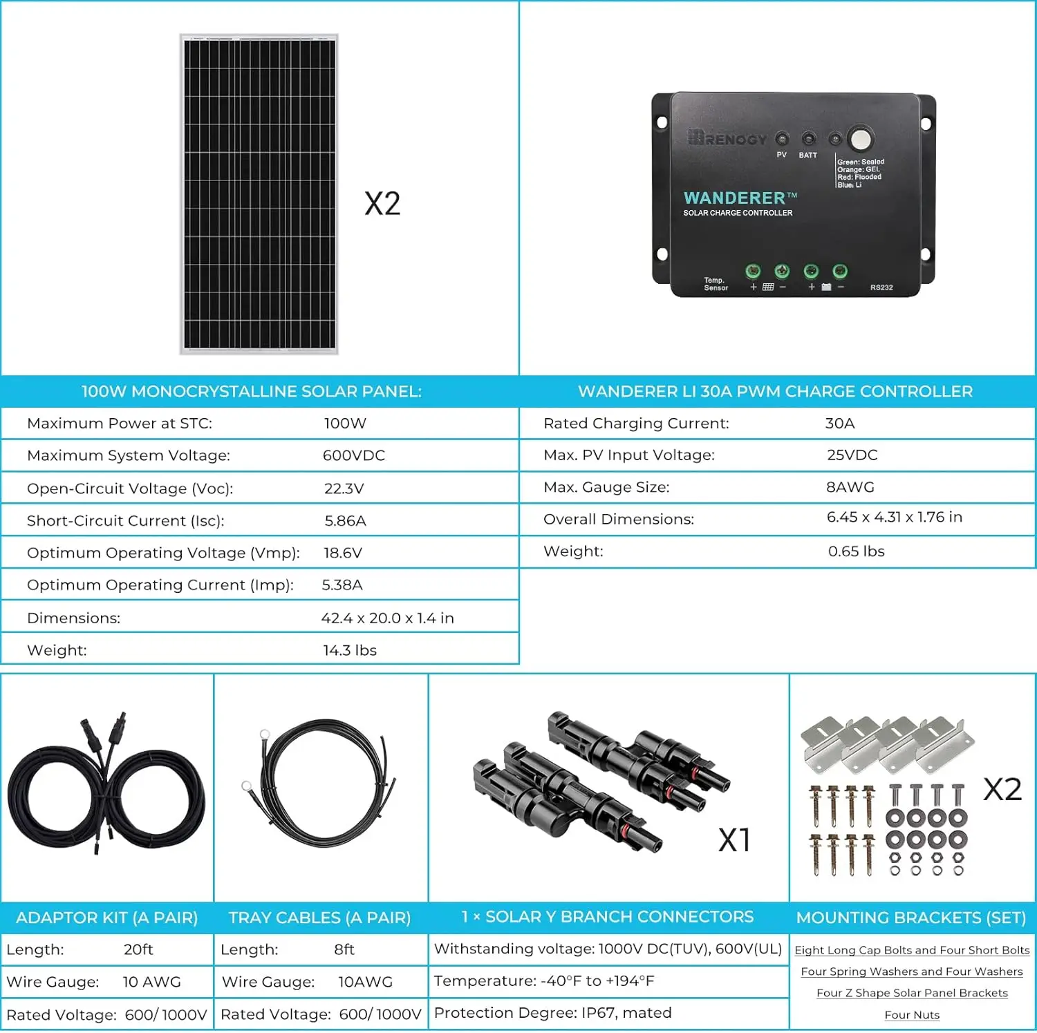 単結晶ソーラーパネルスターターキット,200ワット,12ボルト,100ワット,RV用30a pwm充電コントローラー,ボート