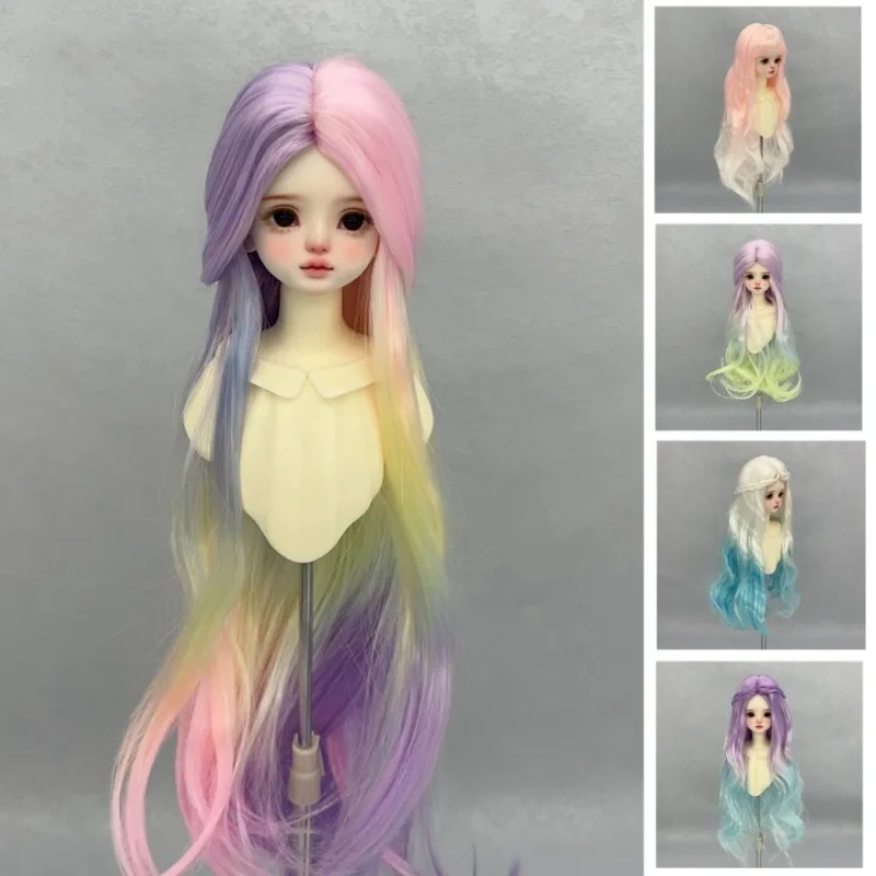 BJD/SD Doll Wig Soft Silk 3/4/6 Soft Silk Color Gradient Long Curly Hair Wig DIY Doll Wig Cover Hair Accessories Dress Up Toy