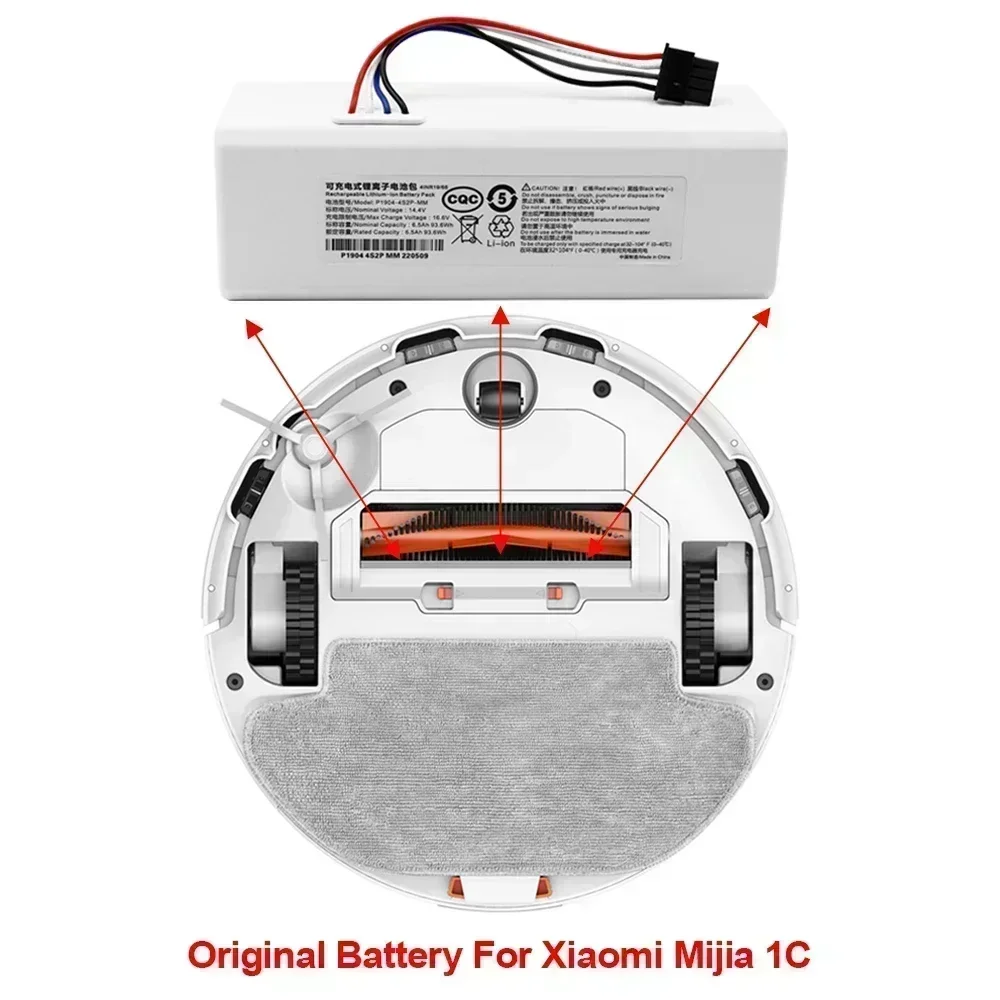 Vacuum cleaner battery 14.4V Mi Robot Vacuum MOP SKV4093GL Stytj01ZHM suitable for Xiaomi Vacuum MOP 1C P1904 original battery