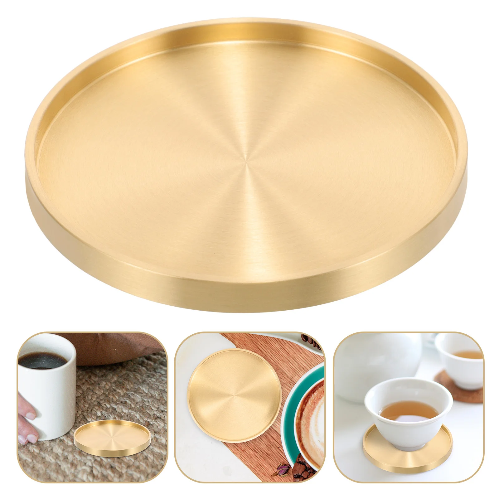 

Copper Teacup Coaster Vintage Office Tea Cup Holder Tea Cup Storage Tray Retro Decorative Saucer for Coffee Water Wine Glass Mug