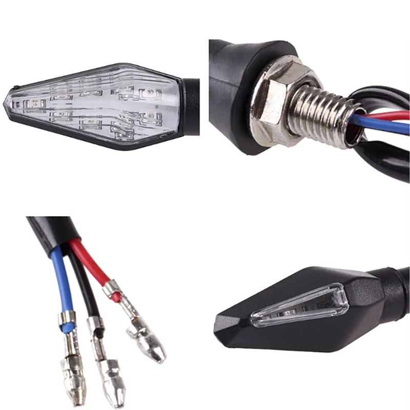 1PC Universal 12LED Amber+Blue Double Color Motorcycle Turn Signal Indicator Light Blinker For Motorcycle Motorbike Off Road