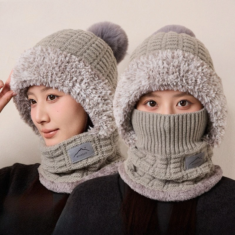 Color Burr Edge Square One-piece Knitted Hat 2026 Autumn and Winter New Thickened Windproof One-piece Hat TK Wool Hat