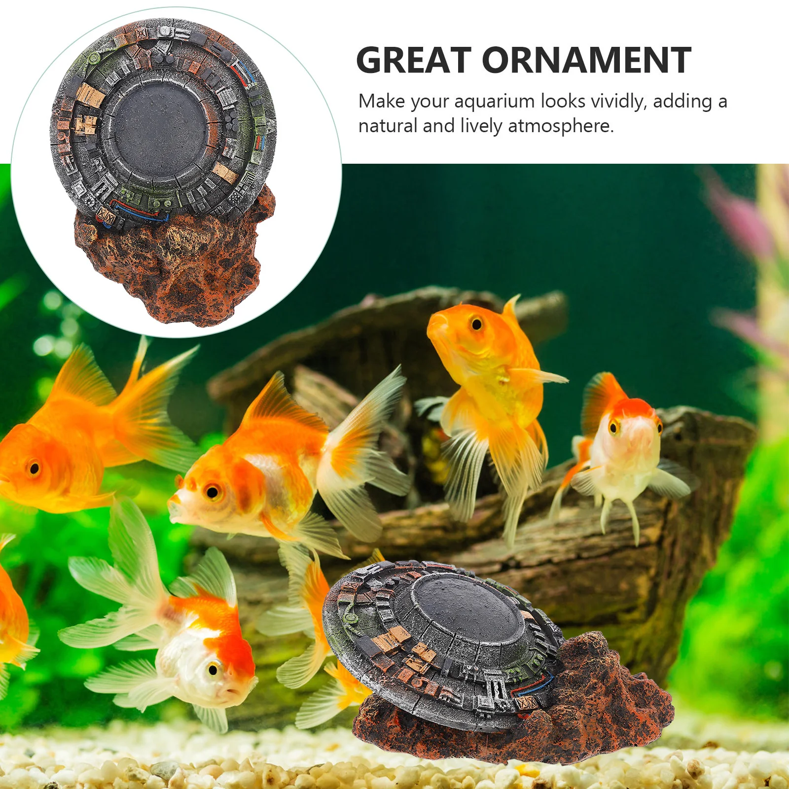 

Wreck nament Resin Decor Fish Tank Aquarium Alien Ship Space Decoration Long Lasting Underwater L scaping Home