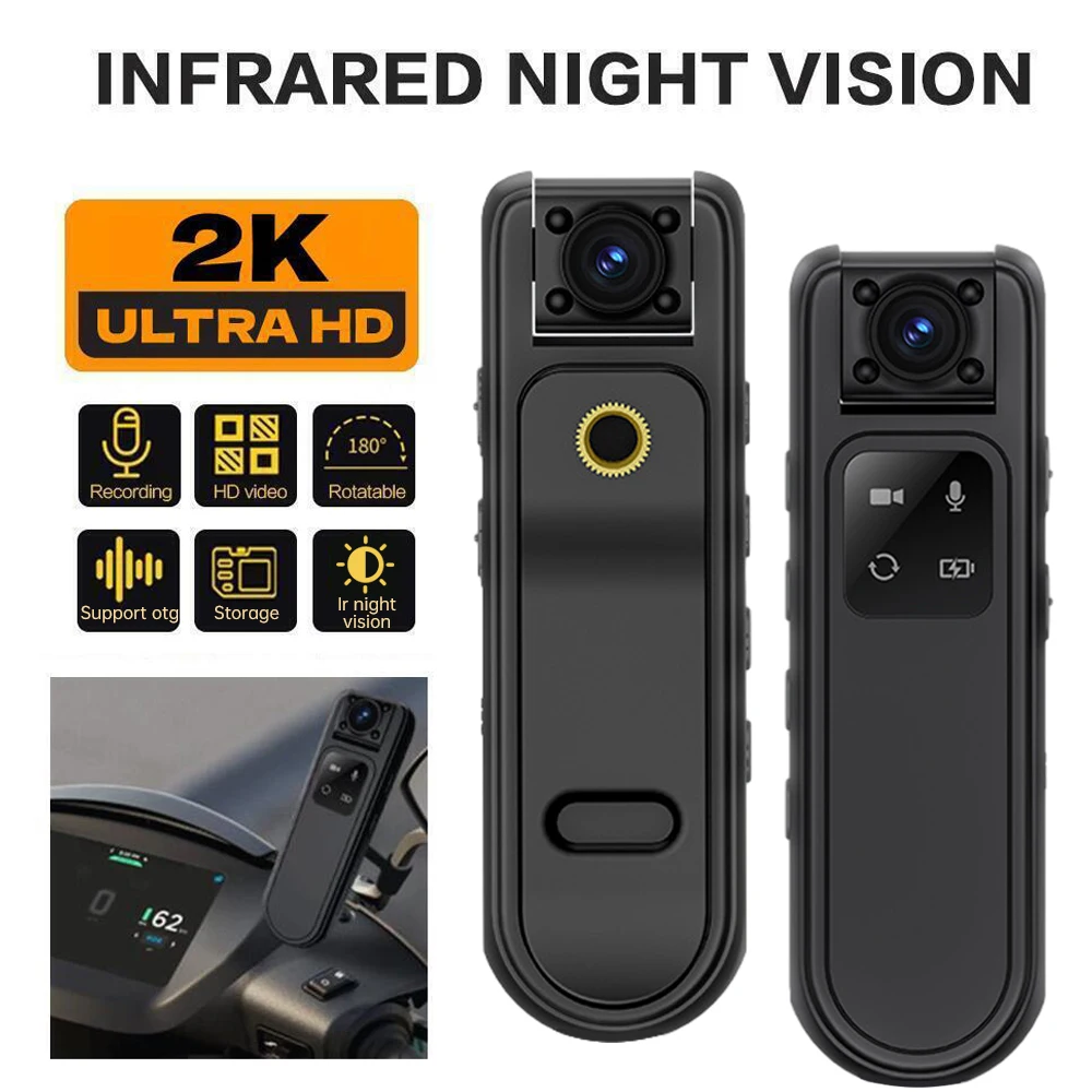 Ultra HD 2K Mini Body Camera Portable Back Clip Camcorder Outdoor Sports DV Cycling Camcorders Video Recorder Night Vision Cam