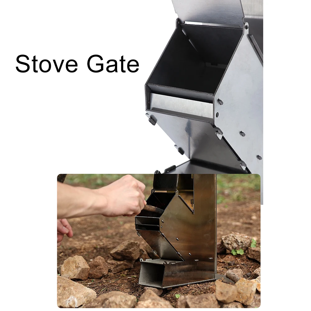 

Stainless Steel Foldable Camping Wood Stove Collapsible Rocket Firewood Stove Burning Outdoor Camping Hiking Bushcraft