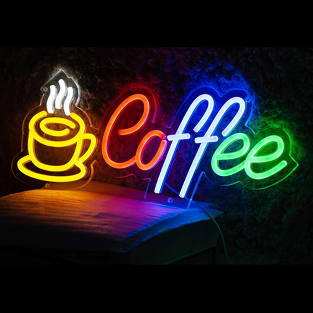 Coffee Shop Neon Sign For Wall Decor Led Acrylic Room Decoration For Home Cafe Milk Tea Dessert Shop Restaurant Dimmable Logo
