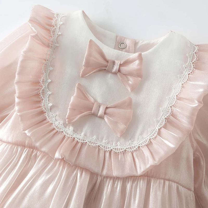 Conjuntos de 2 piezas de ropa para niñas recién nacidas, peleles coreanos de manga larga de malla de algodón con lazo, monos + sombrero, artículos para bebés BC318