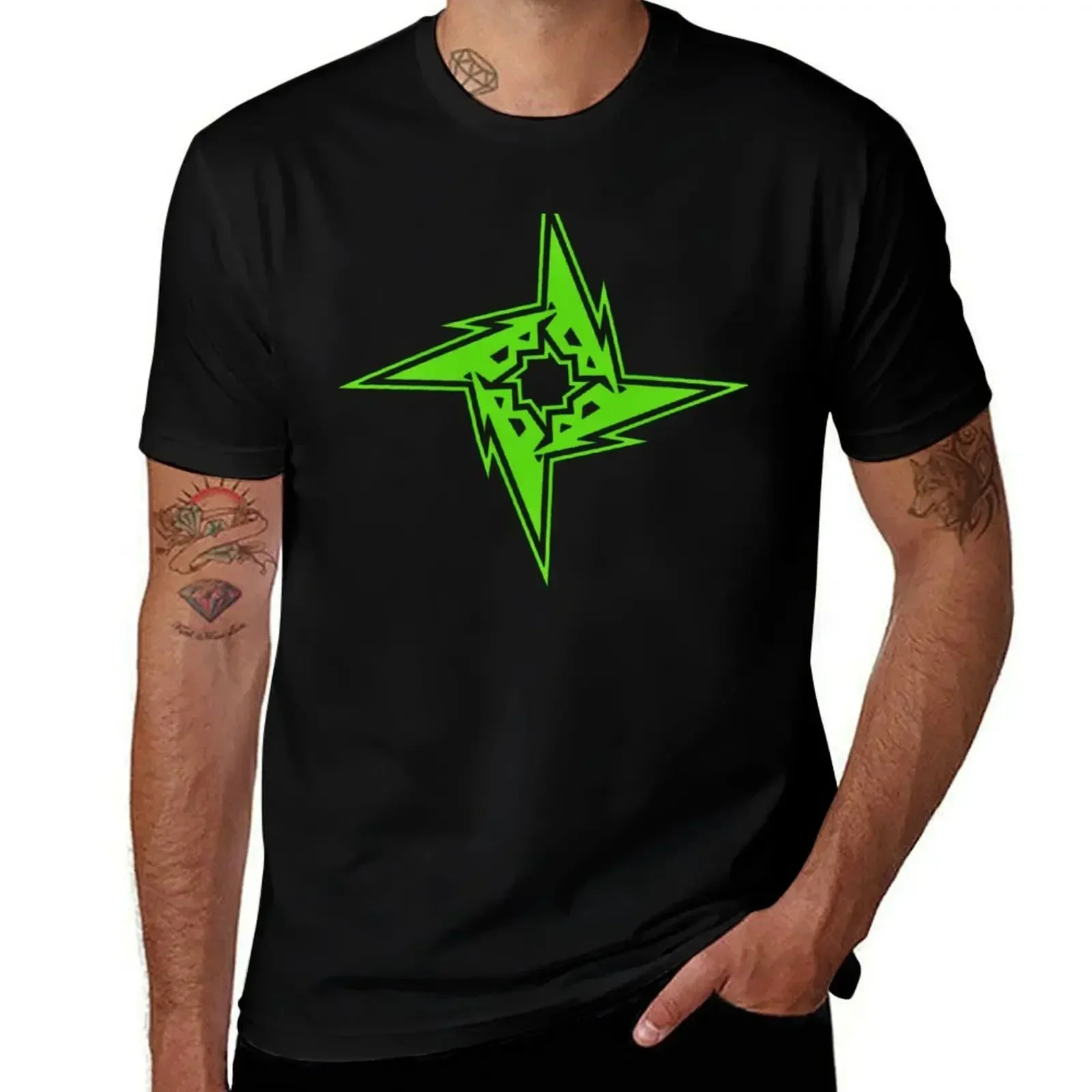 Battery Green Star T-Shirt Holiday Simple Tee Shirt
