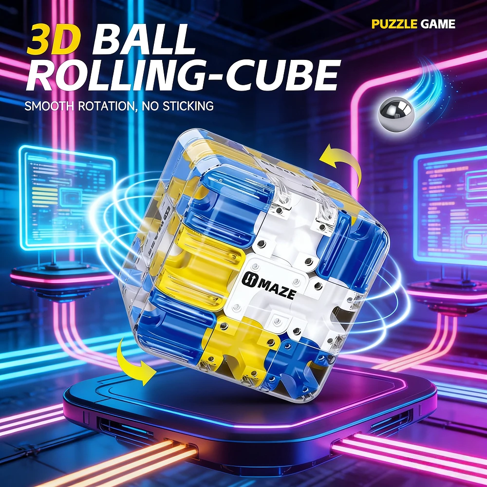 Labirinto 3D Cubo magico Agitarsi Giocattoli Labirinto per bambini Puzzle creativo Cubo di intelligenza Pensiero logico Giocattoli educativi antistress