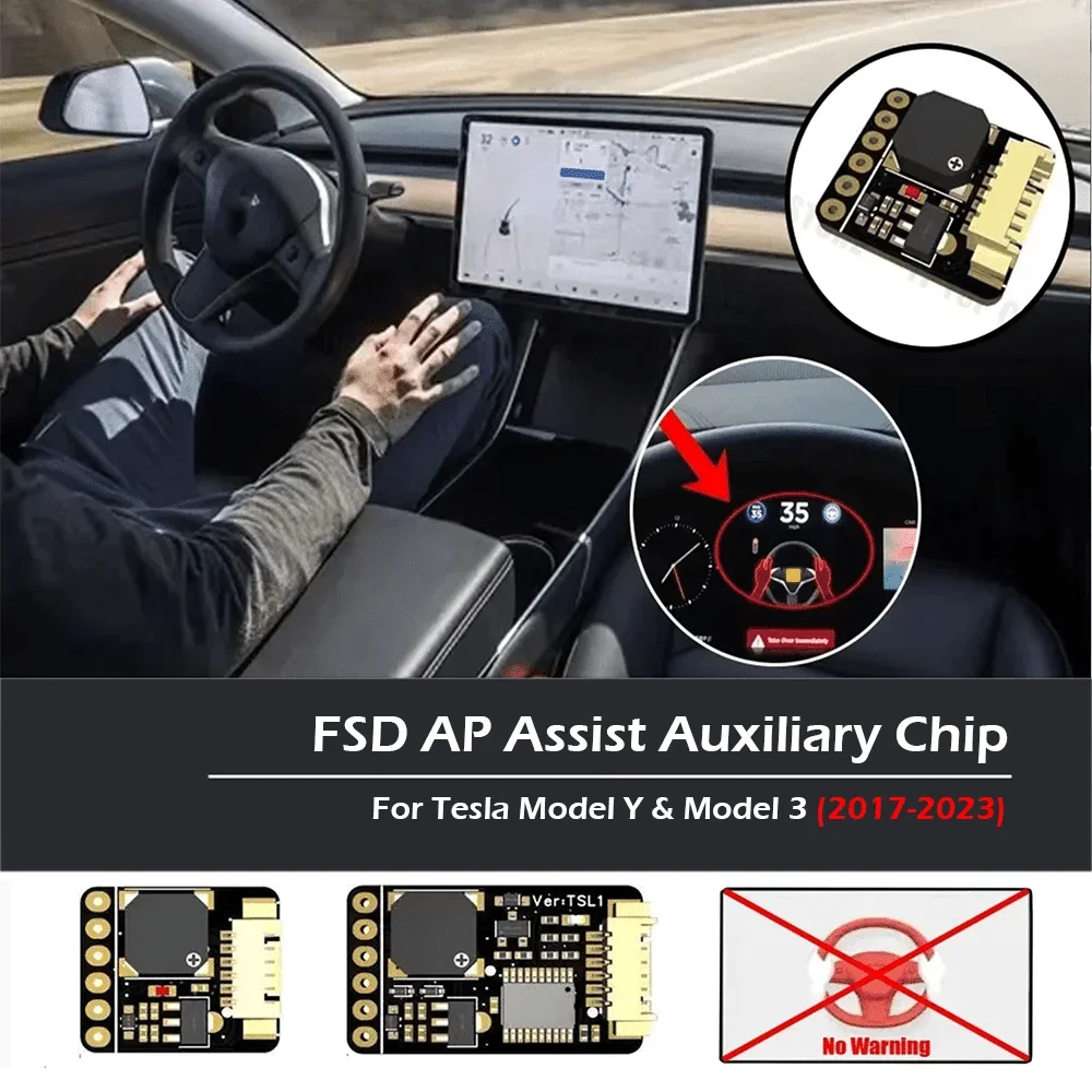 For Tesla Model Y Model 3 2017-2023 FSD AP Assist Auxiliary Chip Autopilot Nag Elimination Module Steering Wheel Module