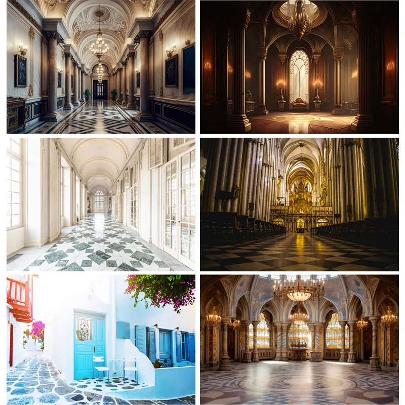 

European Style Retro Palace Castle Theme Photography Backdrops Props Vintage Theater Opera Church Photo Studio Background ET-06