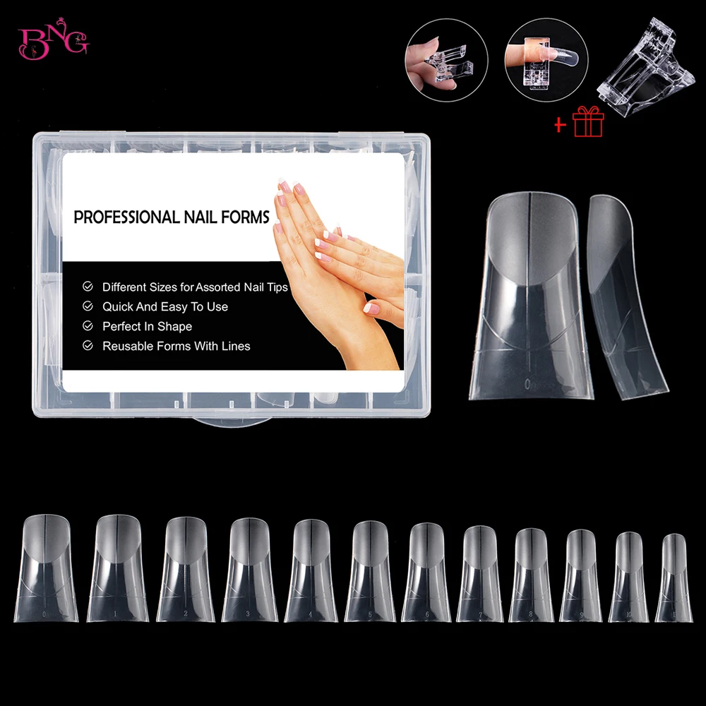 New Duck Nail Molds 120Pcs Poly Extension Gel Dual Nail Forms with Scale Builder Nail for Gel Manicure Nail Art Tools Salon DIY