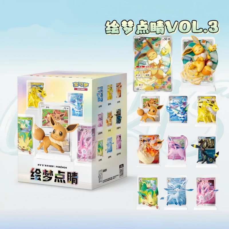 Pkm 100% Original Pkm Sammelkartenspiel Karten-Illustration Figurensammlung Vol.3 Serie Eevee's Figurenset Sammelüberraschungsspielzeug