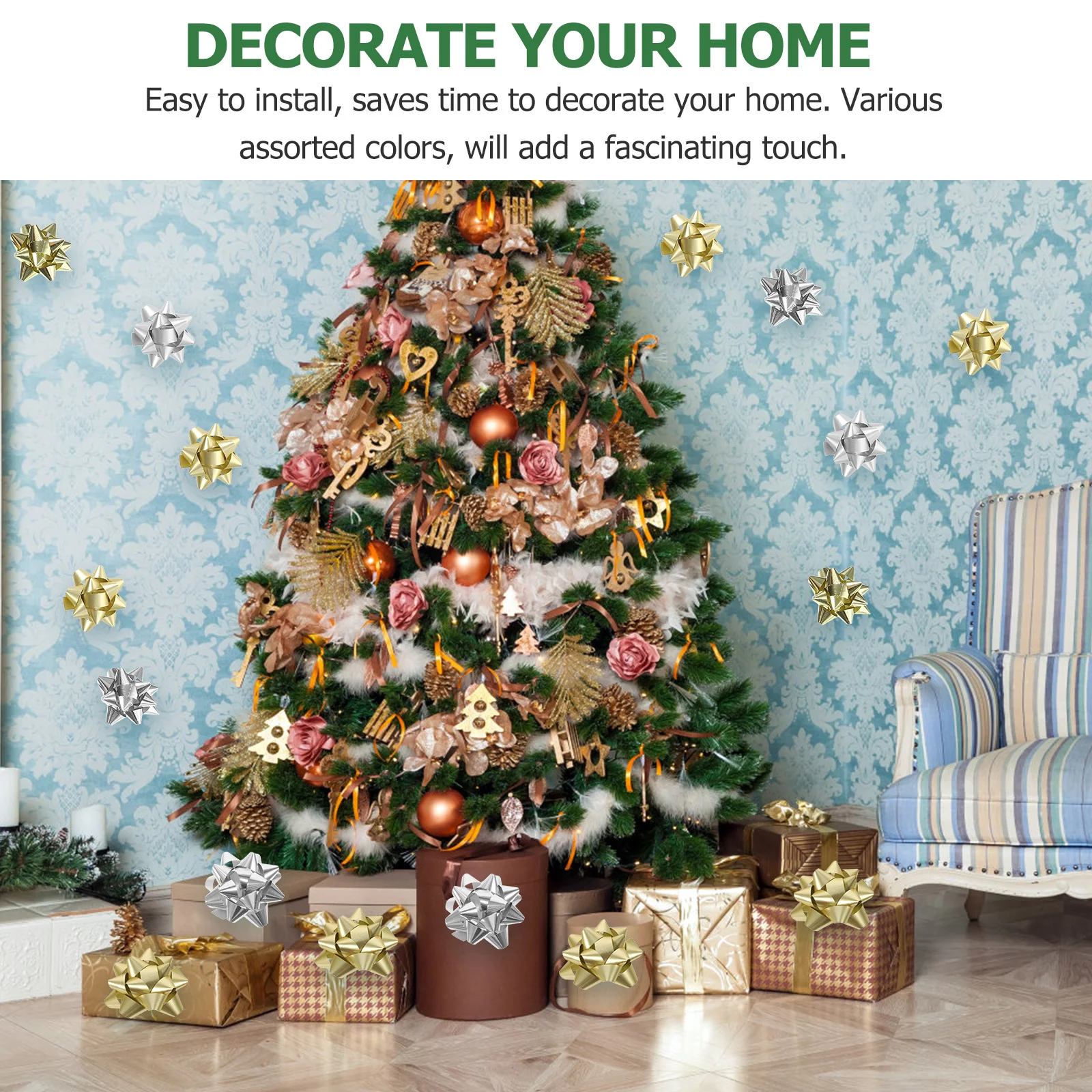 

Christmas Bows Decor Set Colorful Gift Wrapping Supplies Reusable Festive Adornments Christmas Bows Gift Wrapping Bow