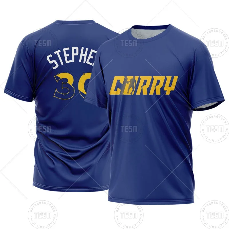 Curry Warriors Basketball Jersey Men Summer T-Shirt Sports Casual Round Neck Shirt Breathable Quick Drying