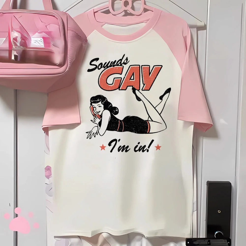 

Pride tshirt women Y2K pattern Tee female y2k anime clothing