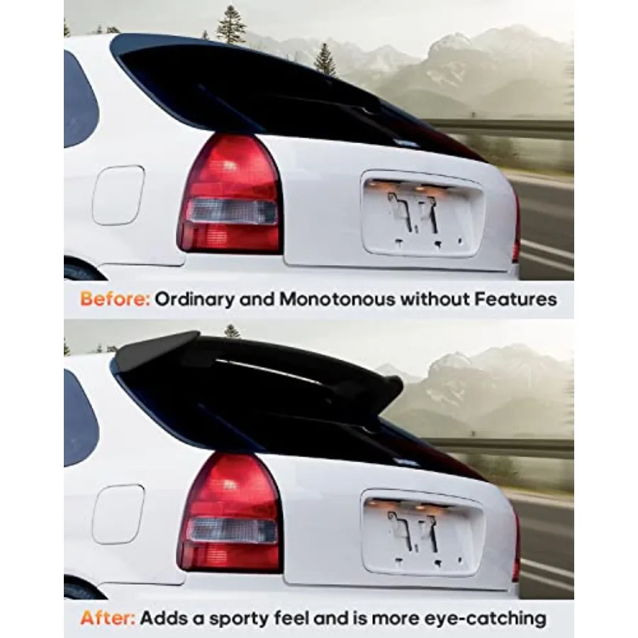 ABS Autoruit Dakspoiler Wing Body Kit Type-R Stijl Fit voor 1996-2000 voor Honda Civic Hatchback mat Zwart Dakspoiler