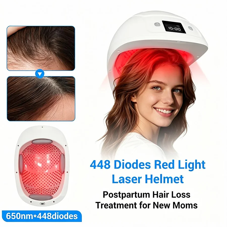 

650nm Red Light Helmet for Hair Growth Scalp Red Light Therapy Laser Growth Hair Treatment Best Solutions for Baldness 448 Diode
