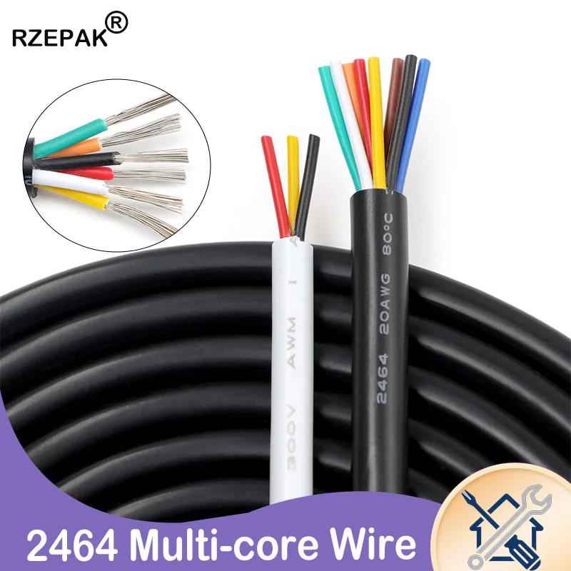 

2464 Sheathed Wire Cable 2~10 Cores 16-30AWG Pure Copper Signal Cable 2/5 Electronic Audio Wire For Industrial Equipment