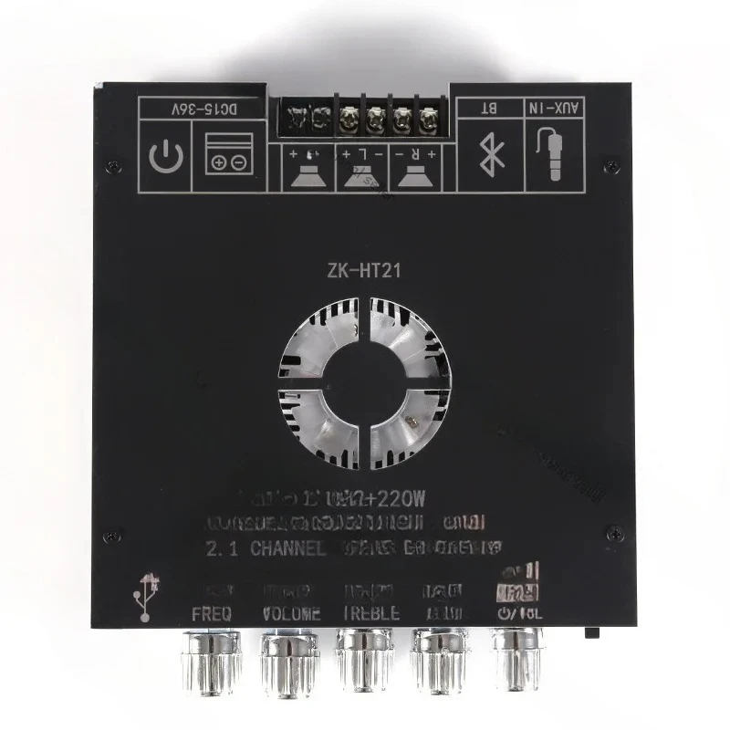

ZK-HT21 2.1 channel Bluetooth digital power amplifier TDA7498E high and low tone power amplifier 160W * 2 + 220W
