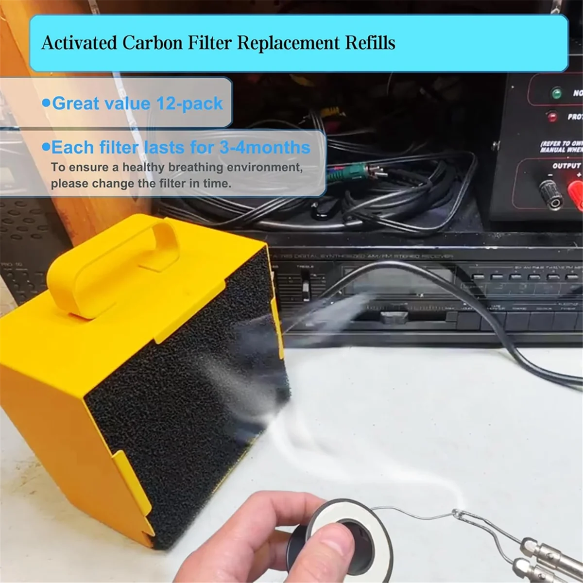 

AA98 12 Pack Activated Carbon Filter Replacement Refills for Solder Smoke Absorber Fume Ventilation Extractor