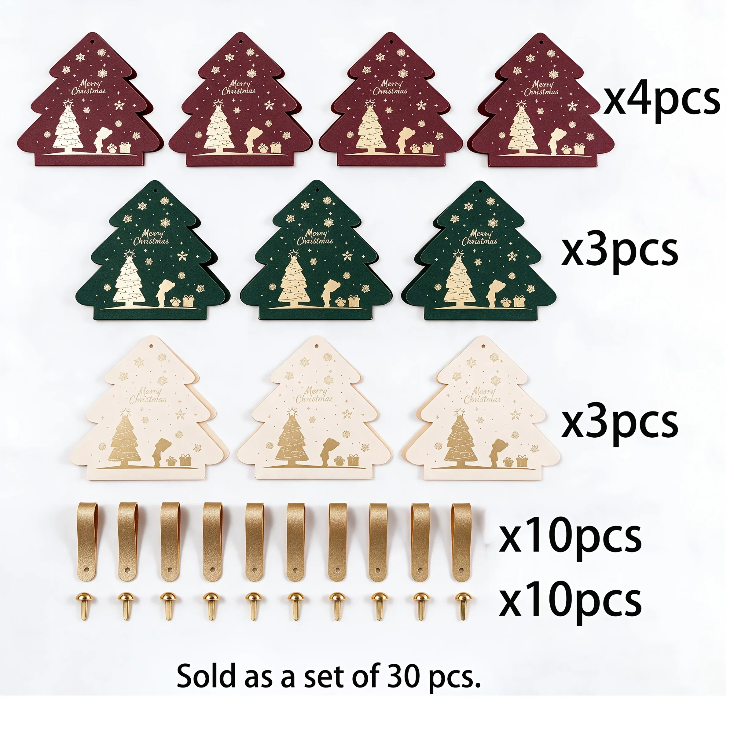 30 stuks kerstboomvormige cadeaudoosjes met handvatten, feestelijke cadeaudoosjes met kerstthema, tafeldecoratie voor de feestdagen, feestartikelen.