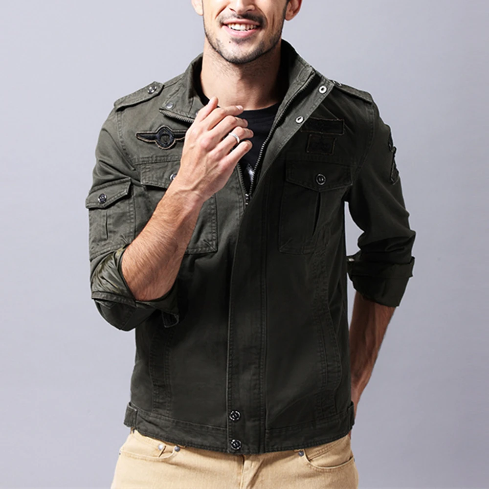

Men's Military Loose Jacket Casual Cotton Workwear Bomber High-Quality Design Autumn Collection for Males