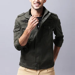 Men's Military Loose Jacket Casual Cotton Workwear Bomber High-Quality Design Autumn Collection for Males
