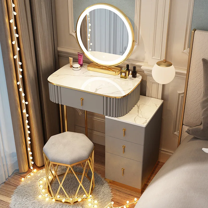 Small unit 60cm rock slab light luxury style dressing table storage cabinet integrated bedroom modern minimalist rental room