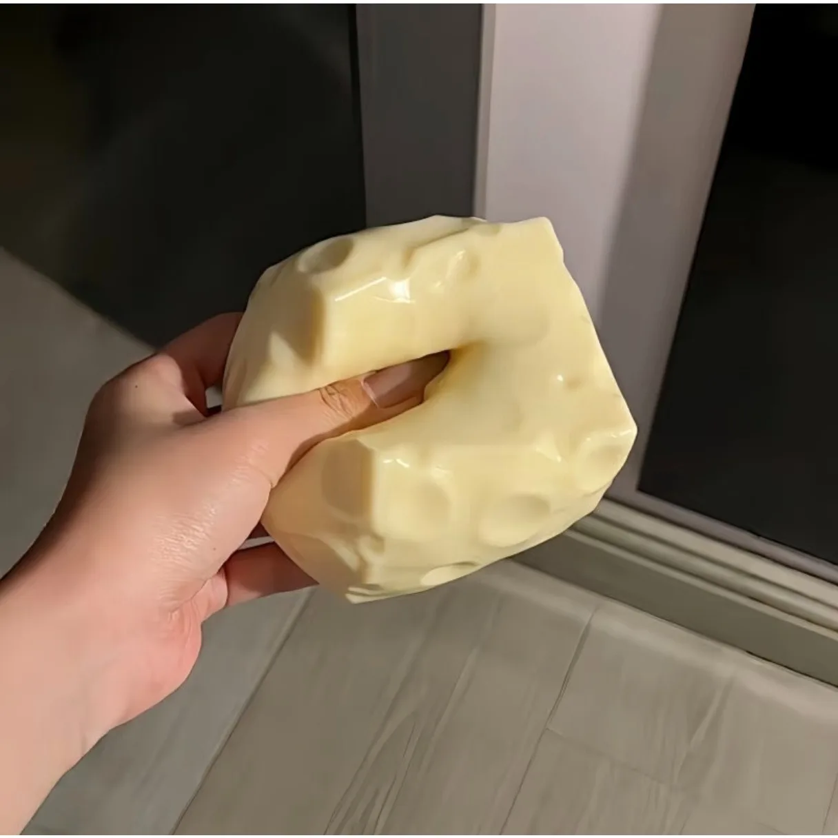 Vaseline-gefülltes Riesen-Käse-Squishy-Spielzeug, ADHS-Soft-Squeeze-Ball, langsam aufsteigender Fidget-Stressball in Lebensmittelform, sensorisches Spielzeug zur Stresslinderung