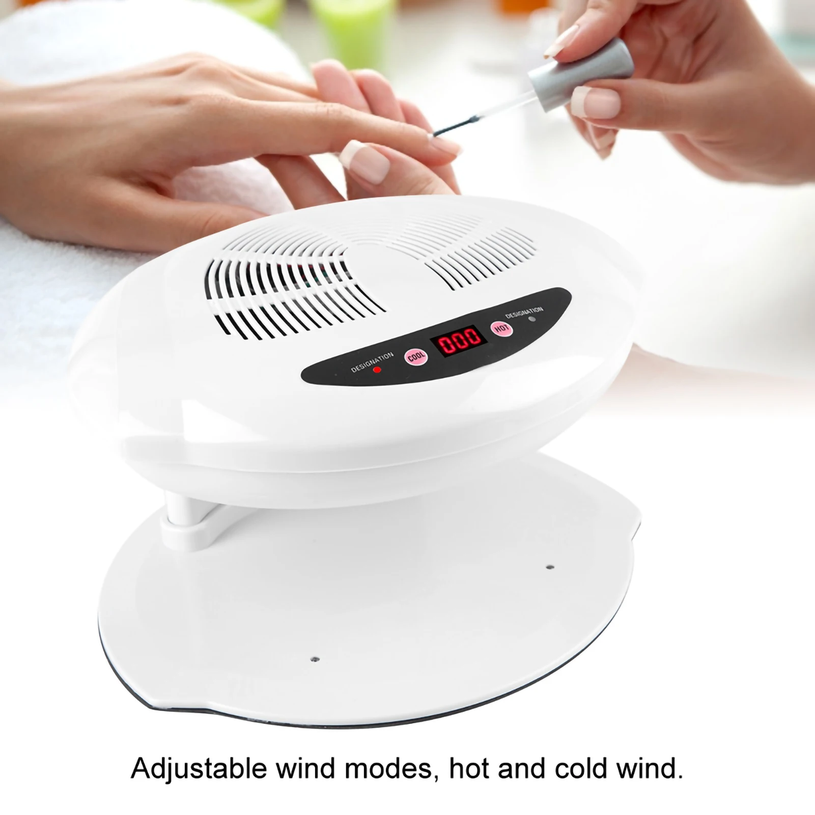 Hot & Cold Air Nail Dryer Warm Cool Nail Polis Drying Fan Manicure Tool White US Plug 110v