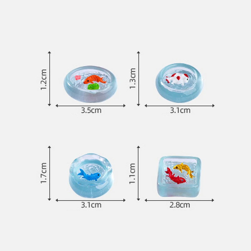 인형 집 미니어처 시뮬레이션 코이 어항 인형 집, 원형 어항 모델, 인형 집 미니 가구 장식, 4 개/세트