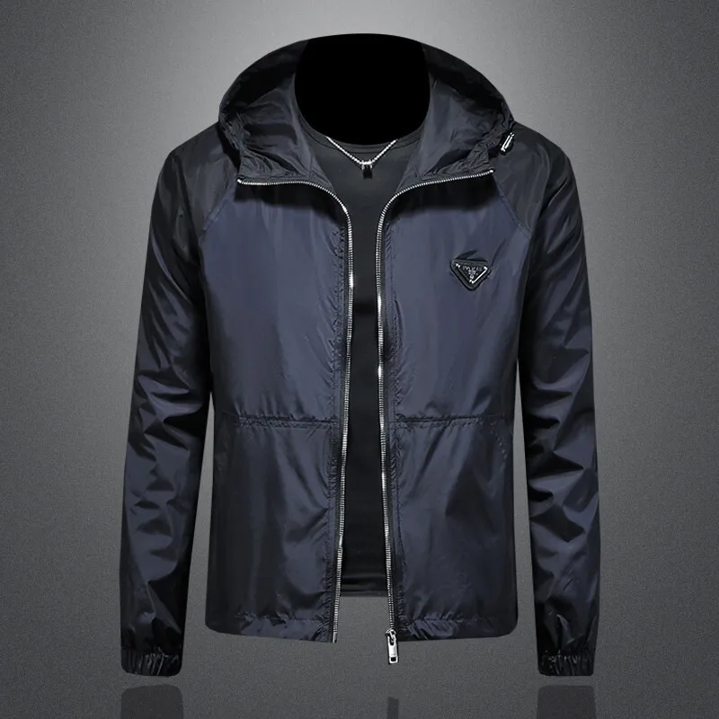 

Мужская повседневная куртка с капюшоном из тонкой полиэстеровой ткани, молодежная модная верхняя одежда с длинными рукавами на молнии, весна 2026