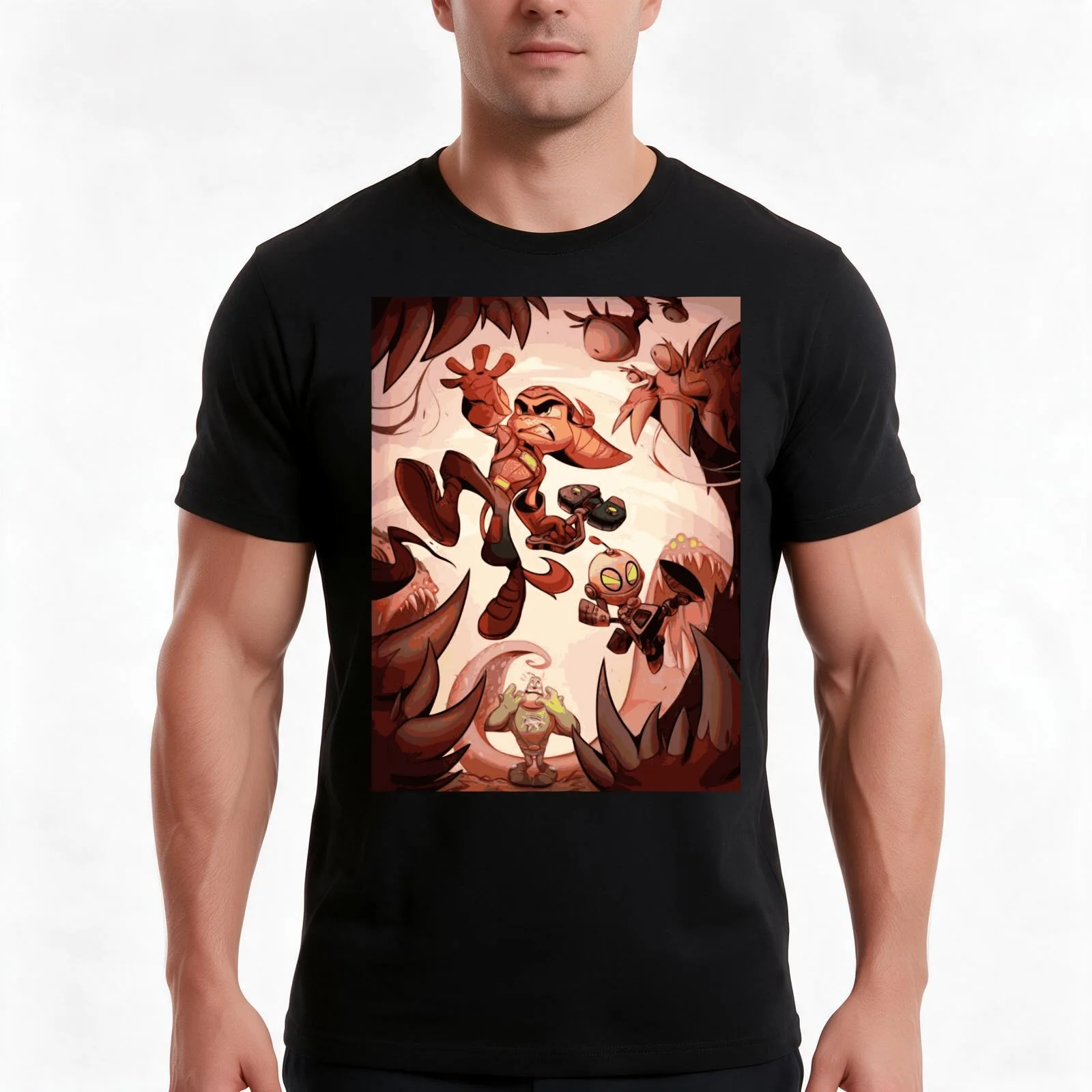 Ratchet and Clank Ready to Fight T-Shirt Summer Casual Cotton Tee Oversized Streetwear Tops Vintage Graphic Print