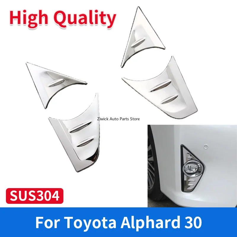 4 Pcs Car Exterior Garnish Chrome Fog Light Cover Trim for Toyota Alphard 30 2015 2016 2017 2018