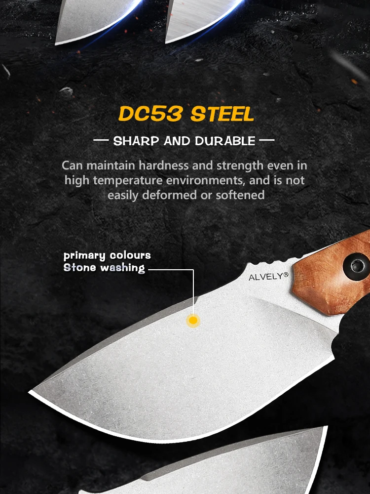 DC53 Feststehende Klinge Messer, Herren-Alltagsmesser (EDC), Outdoor-Camping- und Abenteuer-Messer, Auberginenförmiges Multitool – Detail 2
