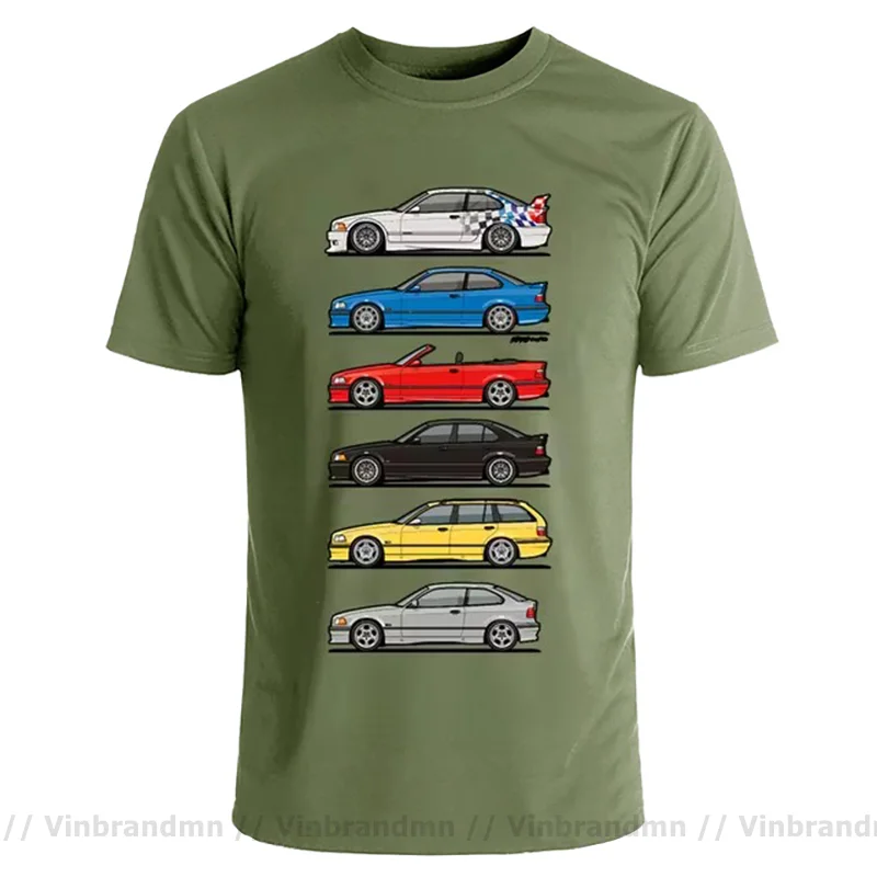 Vintage Stack of E36 Variants T shirt Custom Cotton Big Size 3XL Primer Rally Racing Car T-shirt Funny Roadster T-shirt Tops Tee