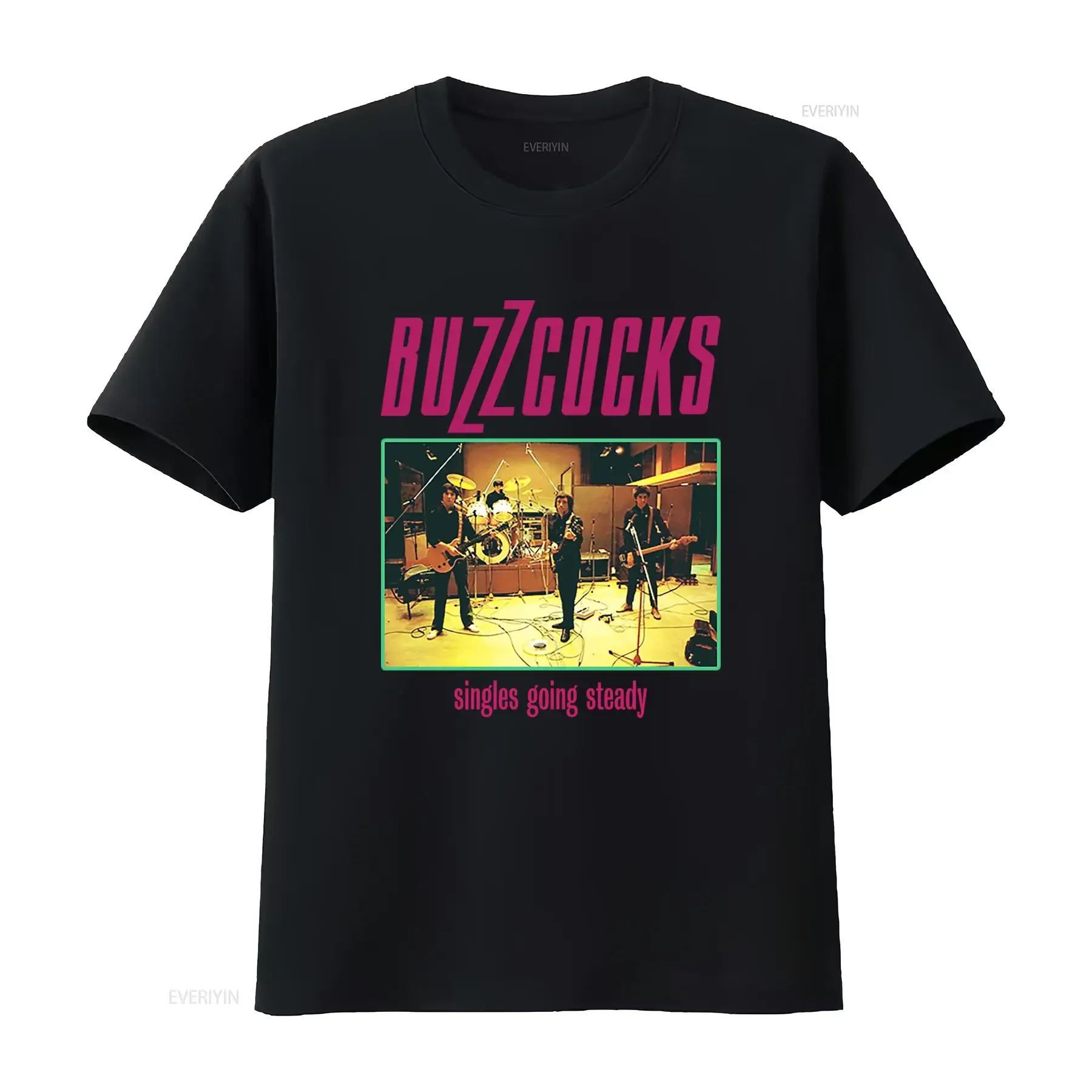 T-shirt décontracté vintage imprimé Buzzcocks Going Steady, style punk rock, délavé, confortable, streetwear homme