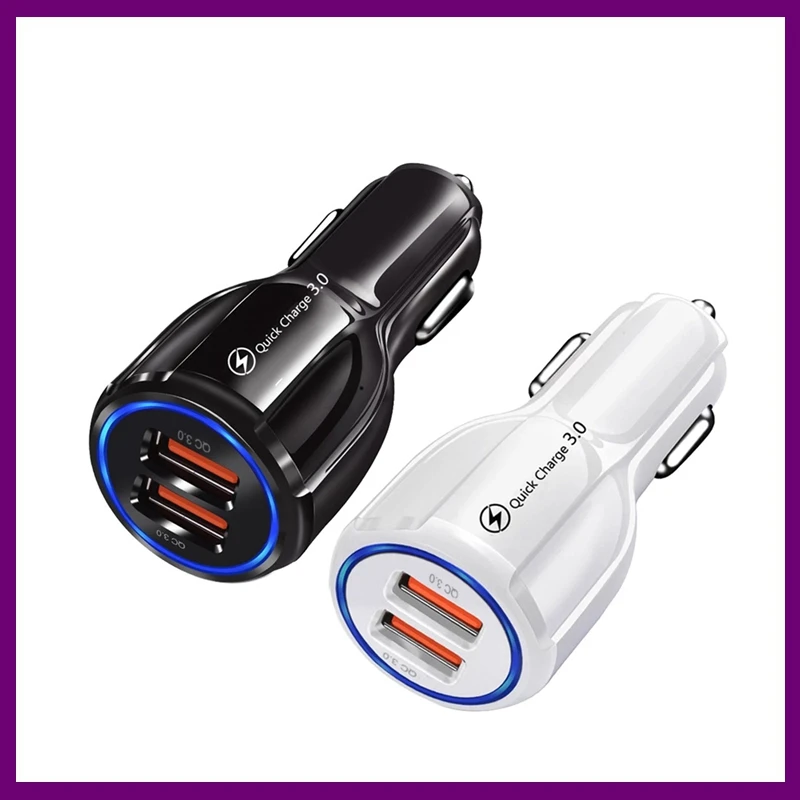 Car Dual USB Charger Quick Charge 3.0 2.0 Mobile Phone Charger 2 Port USB Fast Charge For iPhone 7 8 X XS Samsung Car-Charger