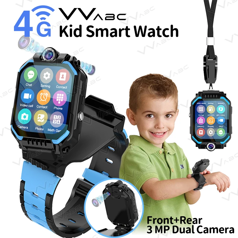 4G Locator SIM Card Kid Smart Watch with Dual Camera 1.83inch Detachable Video Call Chat SOS Phone Call Smartwatch for Children