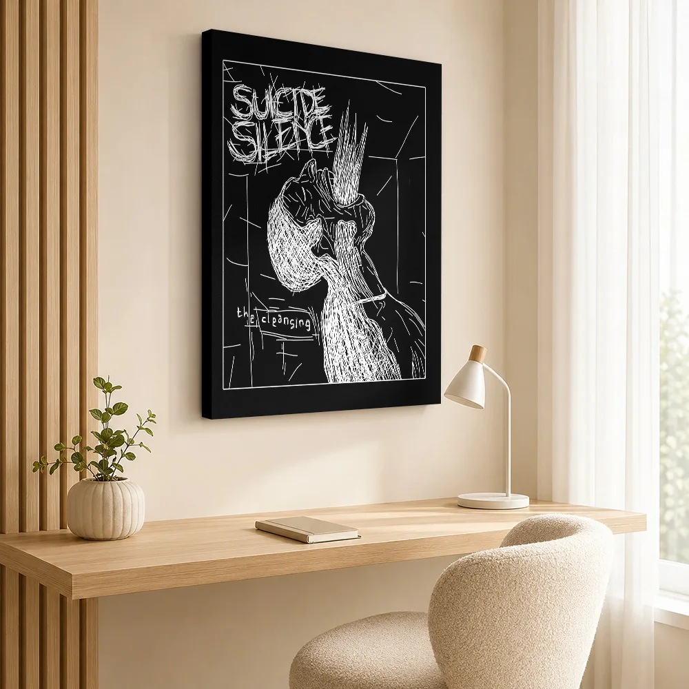 Suicide Silence Crowned Skull Framed Canvas Poster Customized Photo Detailed Illustration Wall Art For Home Recording Studio