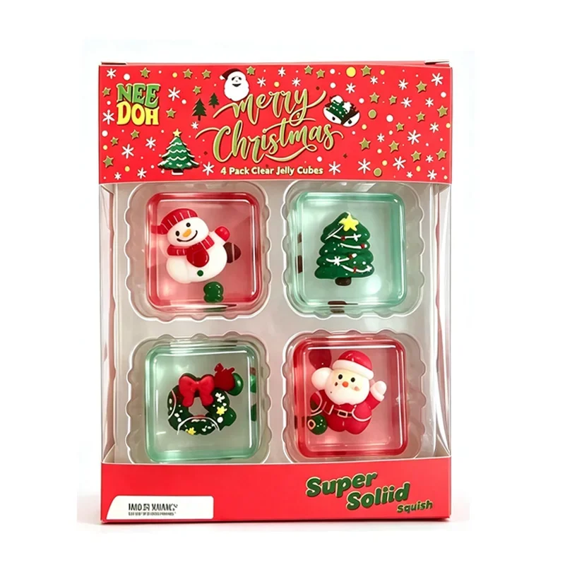 NeeDoh Mini 4 Pack Nice Cube Fidget Toy Squishy Squeeze Cube Stress Relief Anti-Anxiety Holiday Gift Set