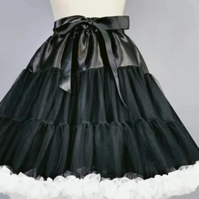 Women's Black White Crinoline Petticoat Tutu Skirt Multiple Layers Ball Gown Half Slips  Underskirt for Wedding Bridal Dress