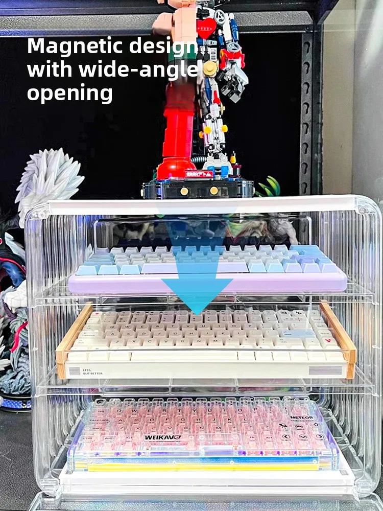 

Acrylic Keyboard Mouse Storage Box Desktop Dustproof Drawer Organizer Computer Accessories Cabinet Nordic Style Bedroom Storage