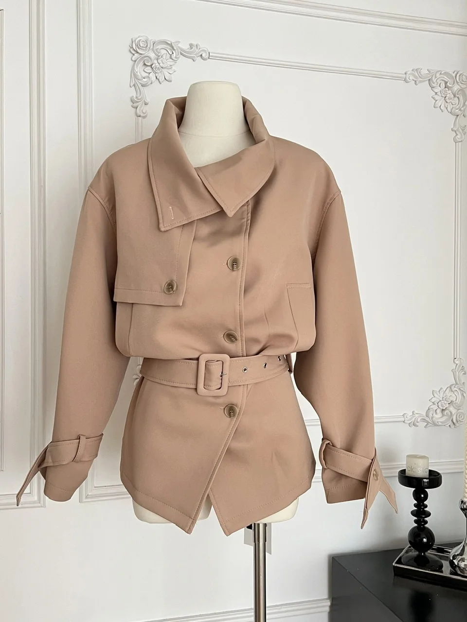 

Romantic Classic ort Coat Jaet Women's Writer Autumn Vintage Korean Sle Loose Fit Belted Slimming Windbreaker